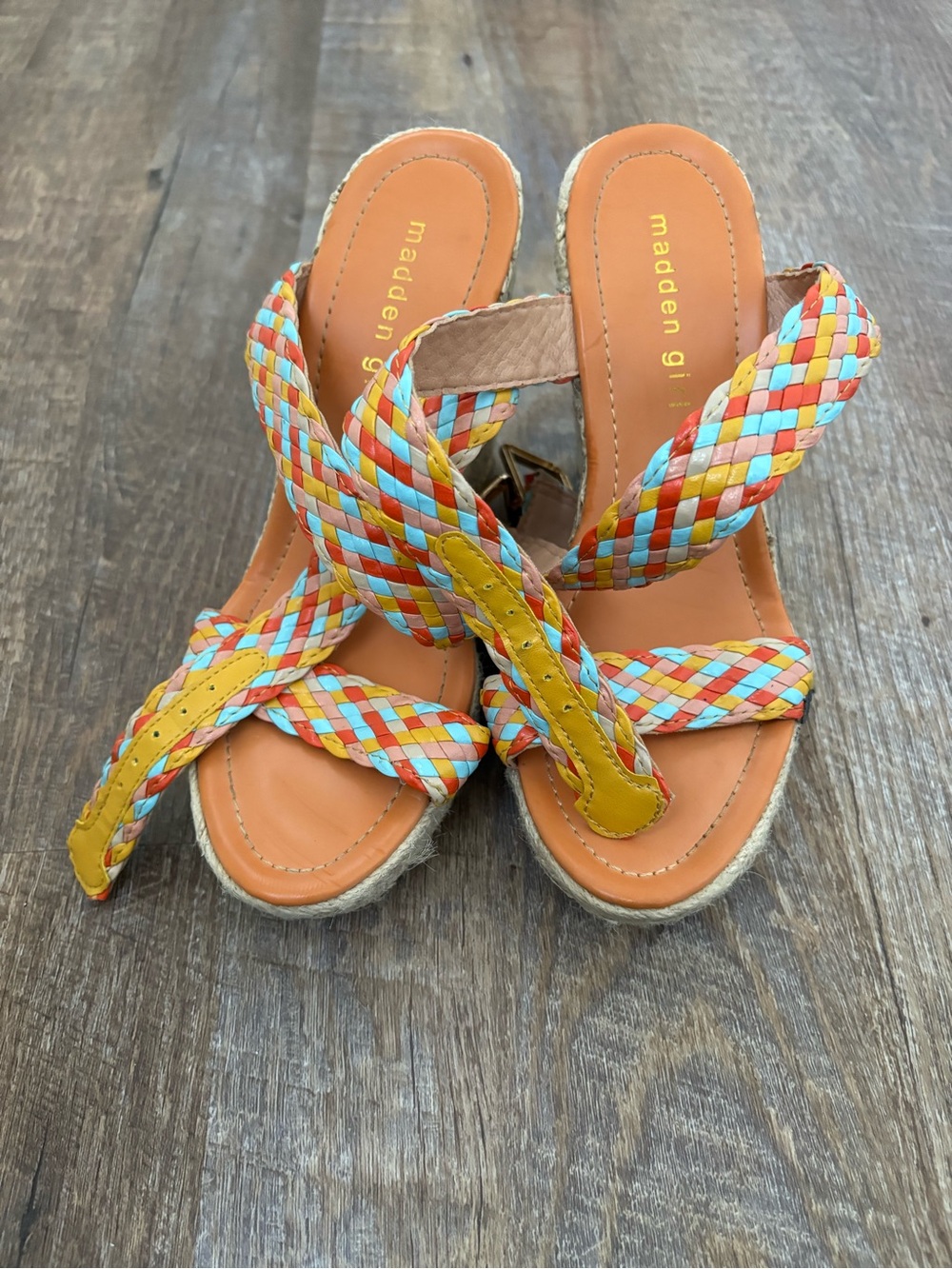 Madden Girl Multicolor Braided Sandals - Orange/Yellow